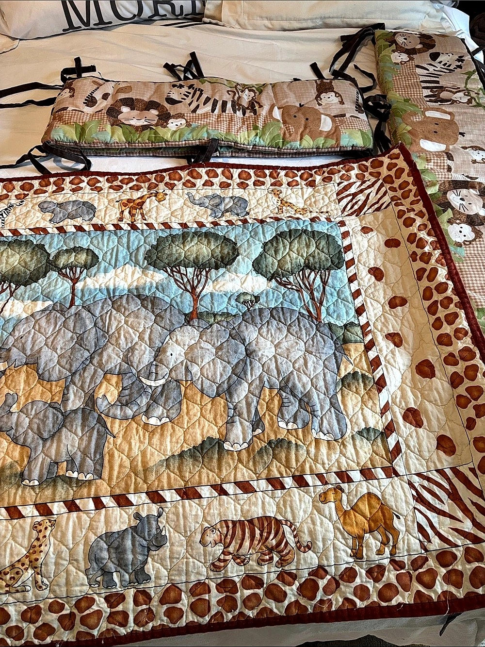 Animal Print Quilted Crib Bedding Set